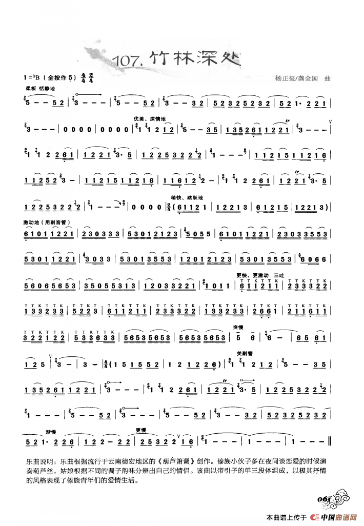 葫芦丝曲精选：竹林深处