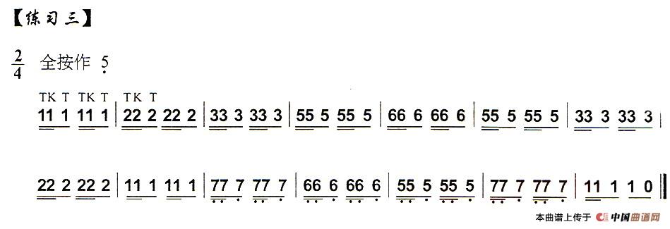 葫芦丝技巧练习之十一：三吐音练习