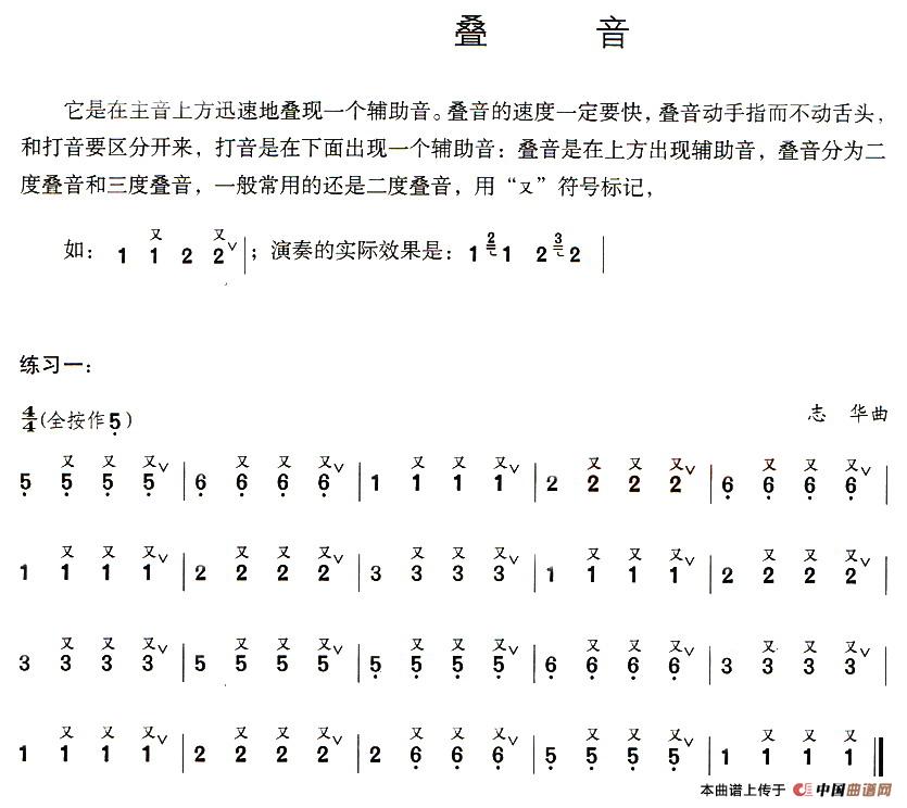 葫芦丝技巧练习之四：叠音练习