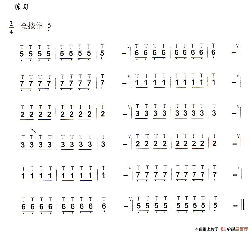 葫芦丝技巧练习之一：单吐练习