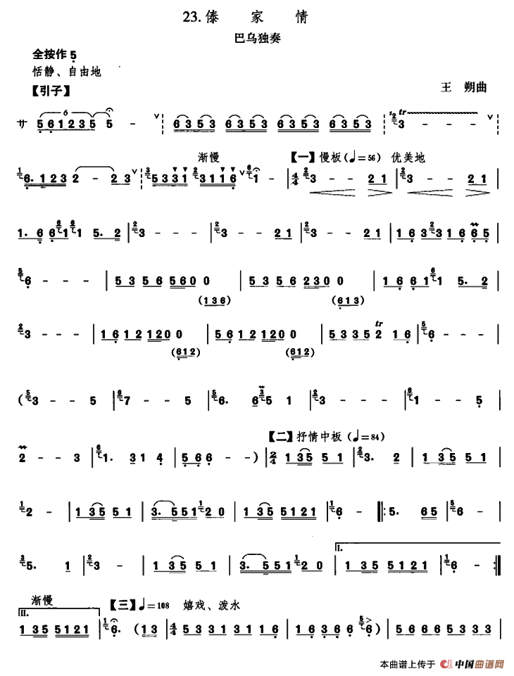 傣家情（巴乌谱）