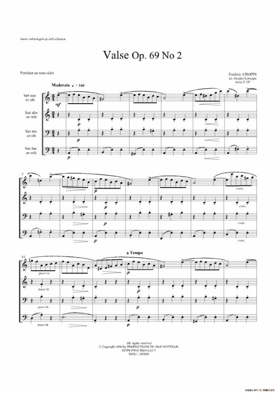 b小调圆舞曲 Op.69 No.2 （四重奏总谱）