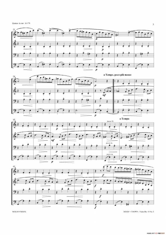 b小调圆舞曲 Op.69 No.2 （四重奏总谱）