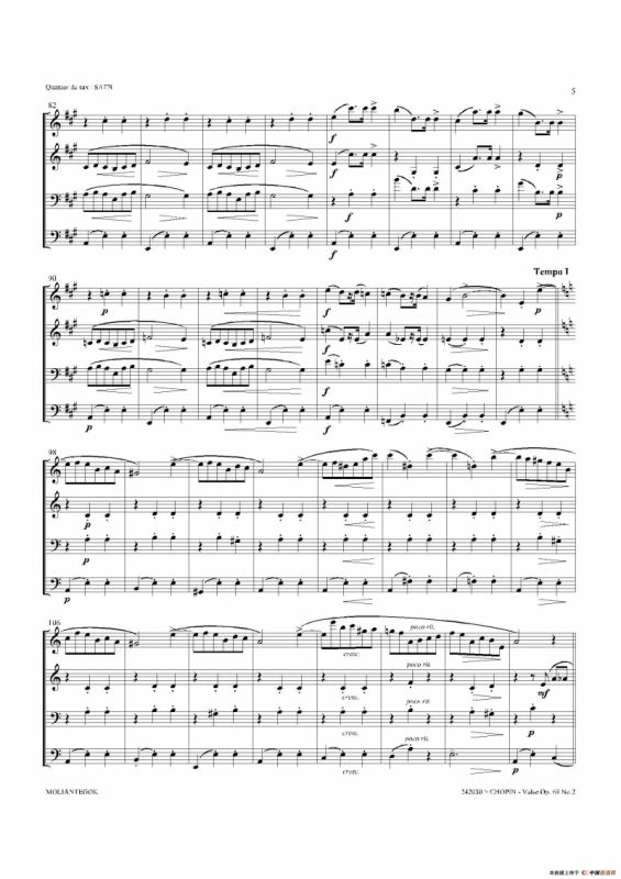 b小调圆舞曲 Op.69 No.2 （四重奏总谱）