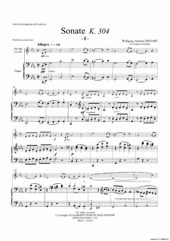 奏鸣曲 Op.304（中音萨克斯+钢琴伴奏）