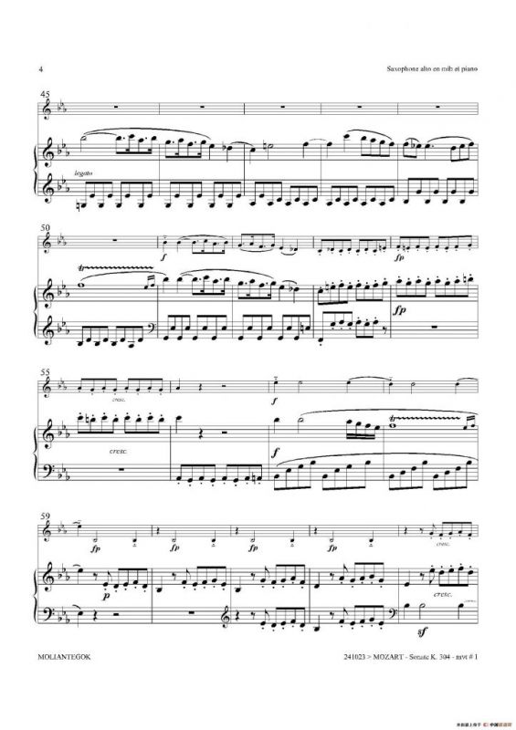 奏鸣曲 Op.304（中音萨克斯+钢琴伴奏）