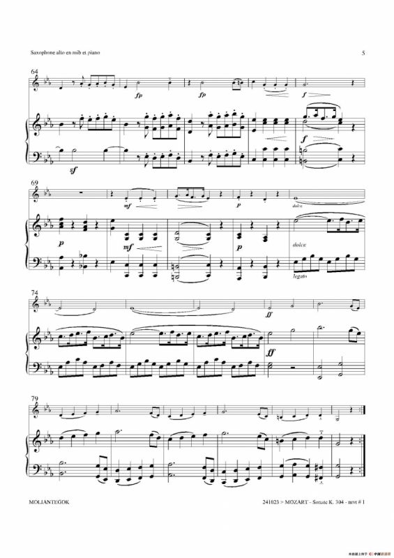 奏鸣曲 Op.304（中音萨克斯+钢琴伴奏）