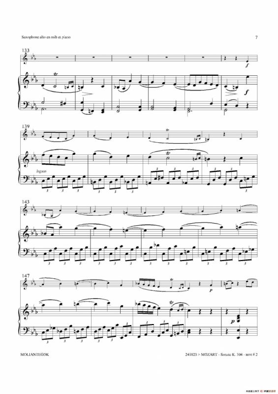 奏鸣曲 Op.304（中音萨克斯+钢琴伴奏）