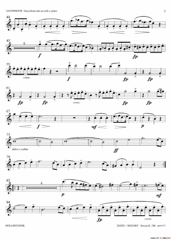 奏鸣曲 Op.304（中音萨克斯）