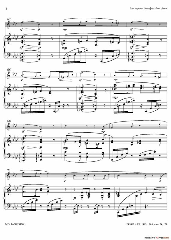 西西里舞曲 Op78（高音萨克斯+钢琴伴奏）