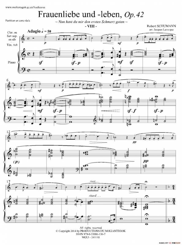 妇女的爱情与生活 Op42·Ⅷ（高音萨克斯+钢琴伴奏）