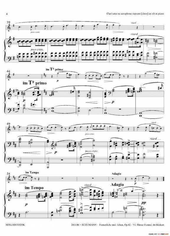 妇女的爱情与生活 Op42·Ⅵ（高音萨克斯+钢琴伴奏）