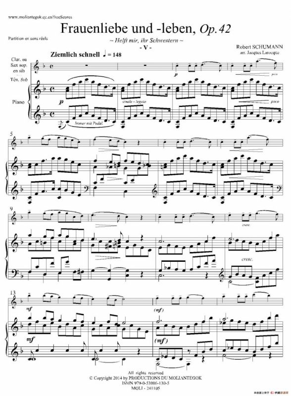 妇女的爱情与生活 Op42·Ⅴ（高音萨克斯+钢琴伴奏）