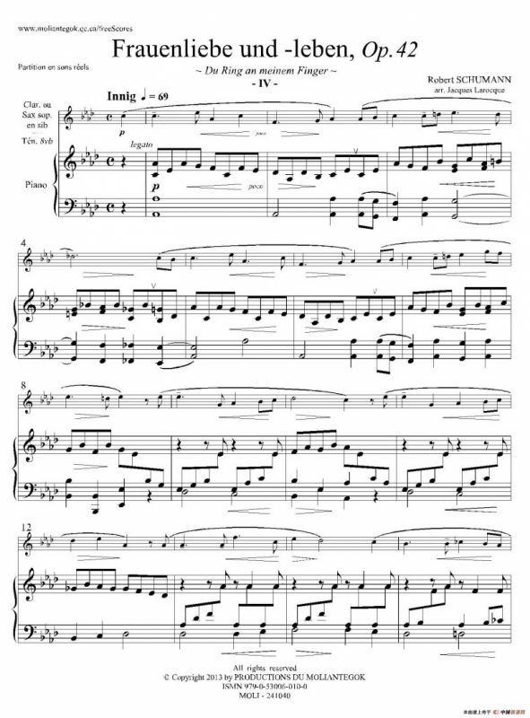 妇女的爱情与生活 Op42·Ⅳ（高音萨克斯+钢琴伴奏）