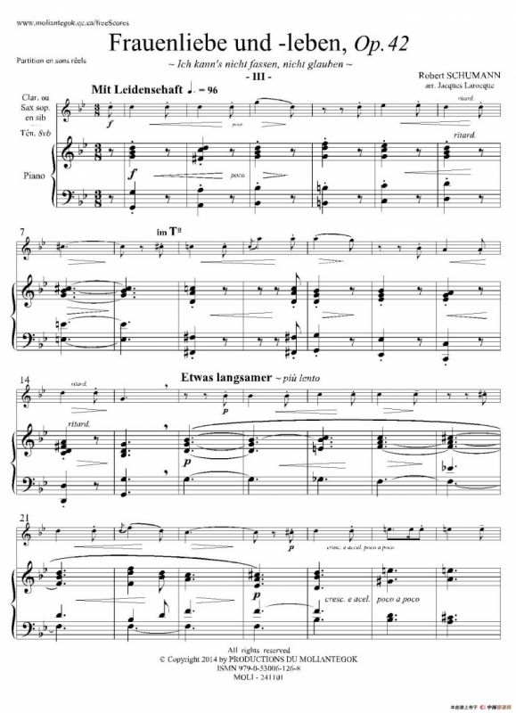 妇女的爱情与生活 Op42·Ⅲ（高音萨克斯+钢琴伴奏）