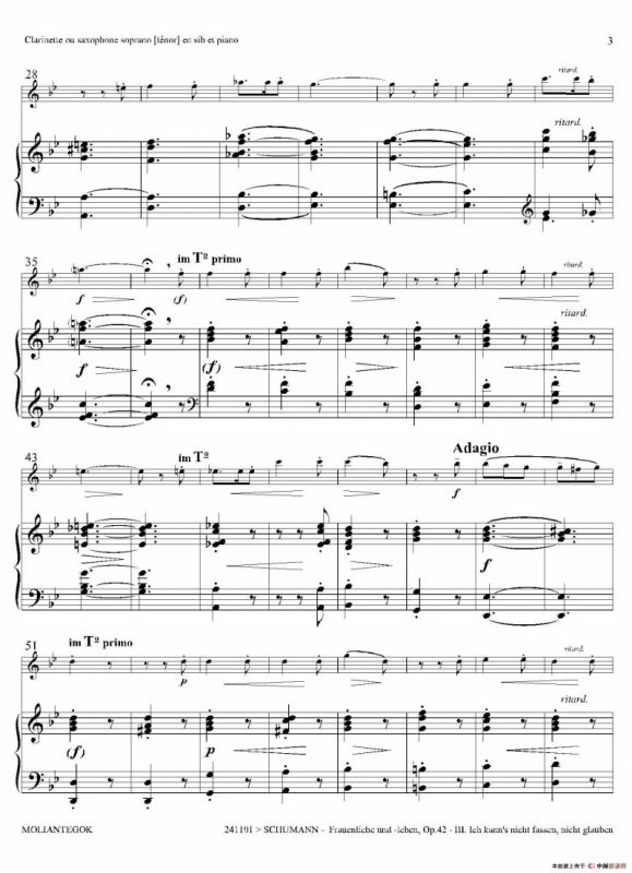 妇女的爱情与生活 Op42·Ⅲ（高音萨克斯+钢琴伴奏）