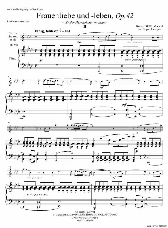 妇女的爱情与生活 Op42·Ⅱ（高音萨克斯+钢琴伴奏）