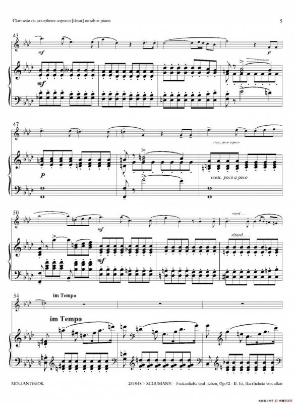 妇女的爱情与生活 Op42·Ⅱ（高音萨克斯+钢琴伴奏）