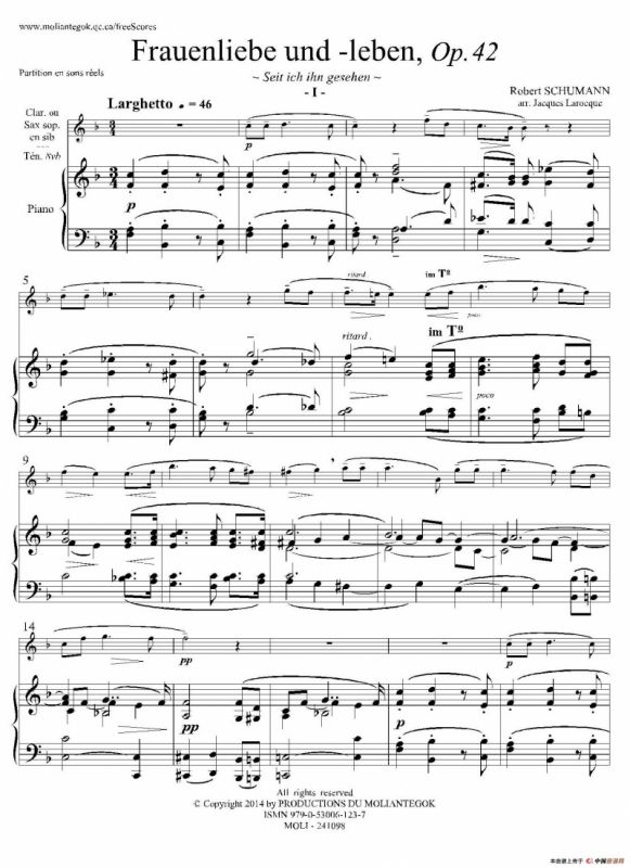 妇女的爱情与生活 Op42·Ⅰ（高音萨克斯+钢琴伴奏）