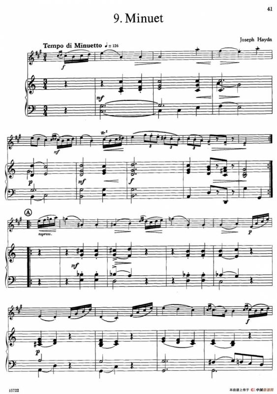 15首古典萨克斯独奏曲：9、Minuet（中音萨克斯+钢琴伴奏）