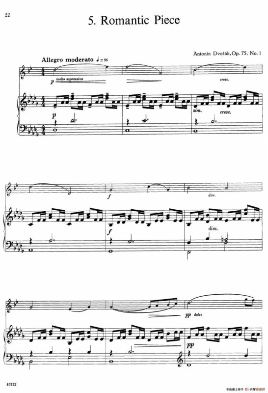 15首古典萨克斯独奏曲：5、Romantic Piece（中音萨克斯+钢琴伴奏）