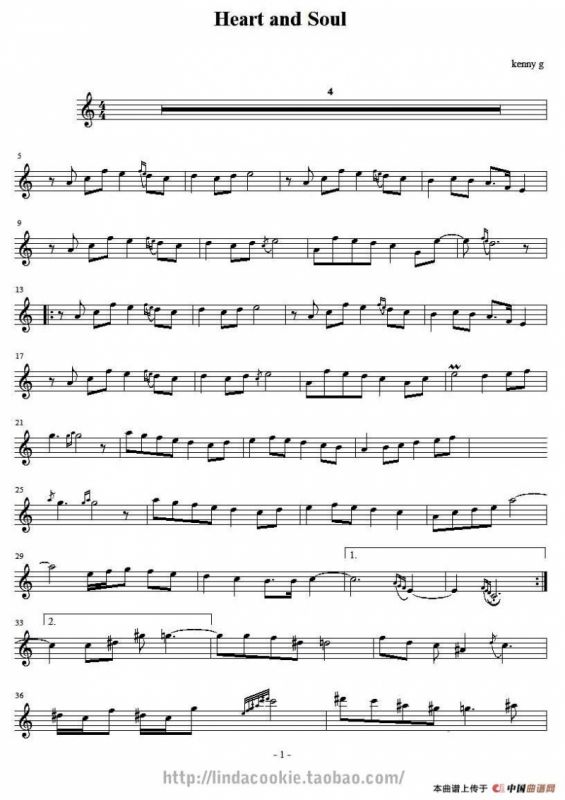 Heart And Soul（高音萨克斯谱）