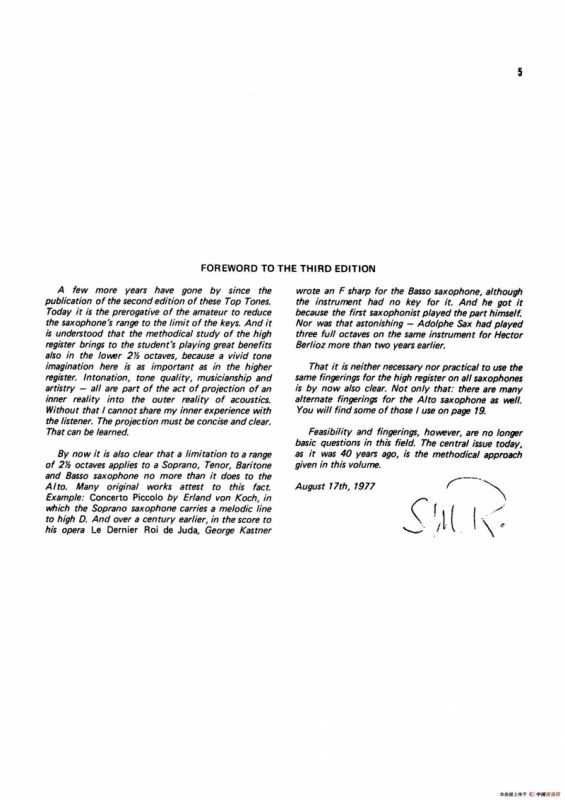 Top Tones for the Saxophone