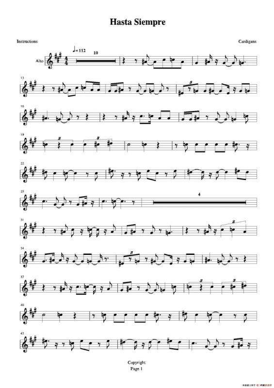 Hasta siempre（又名：Che Guevara（切·格瓦拉））（中音萨克斯）