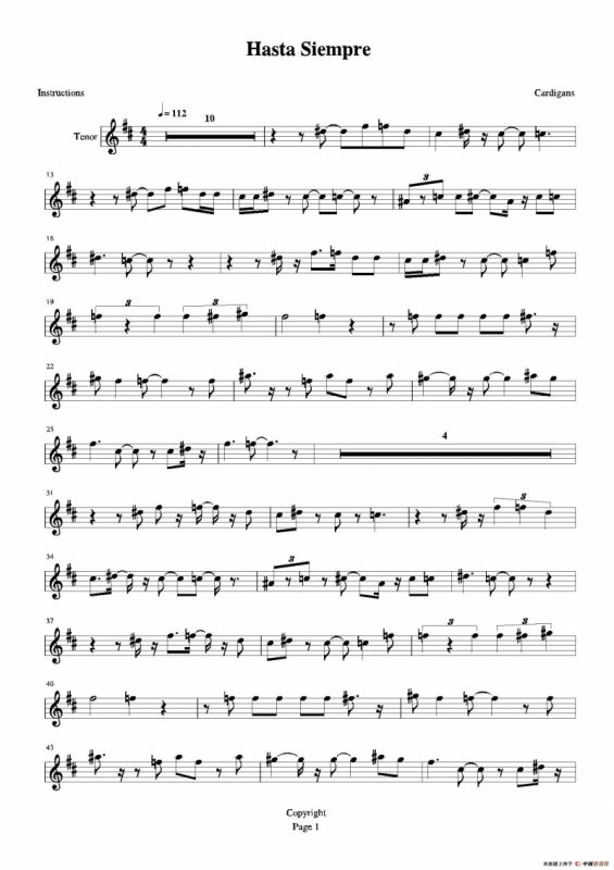 Hasta siempre（又名：Che Guevara（切·格瓦拉））（次中音萨克斯）