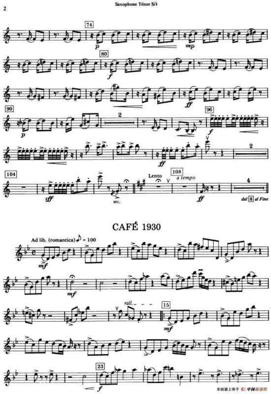 HISTOIRE DU TANGO（四重奏次中音分谱）