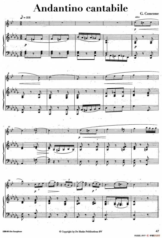 Andantino cantabile（中音萨克所+钢琴伴奏）