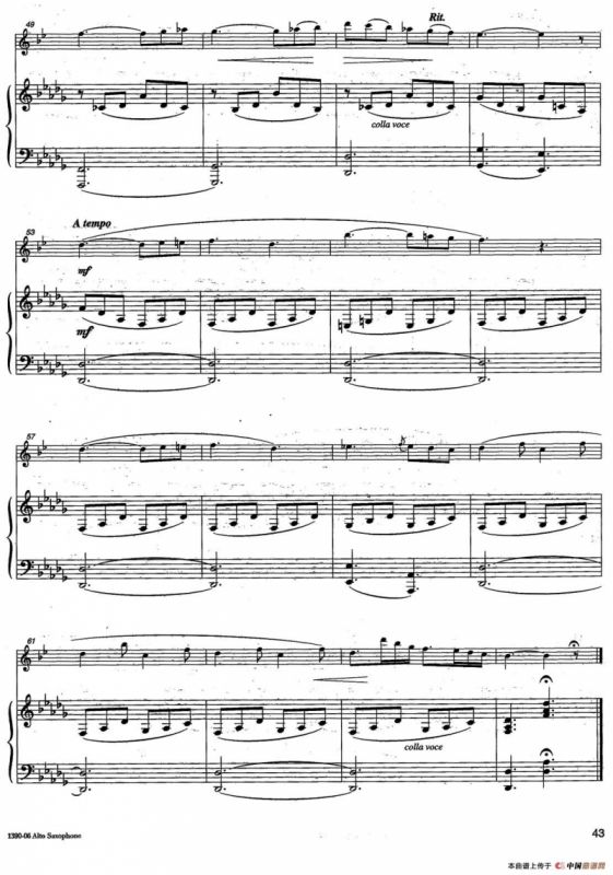 Andante mosso（中音萨克所+钢琴伴奏）