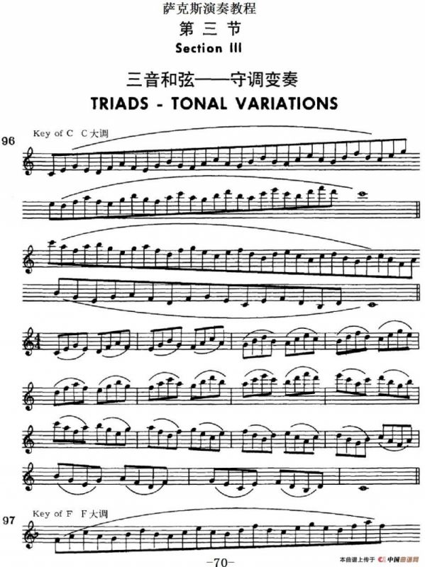 萨克斯演奏教程第三节（三音和弦-守调变奏）