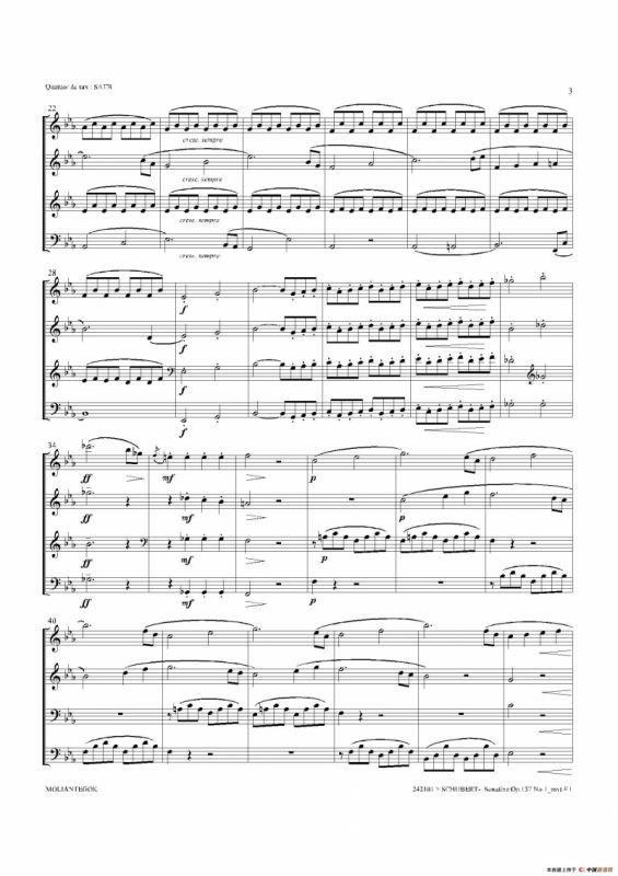 Sonatine Op.137 No 1（四重奏总谱）