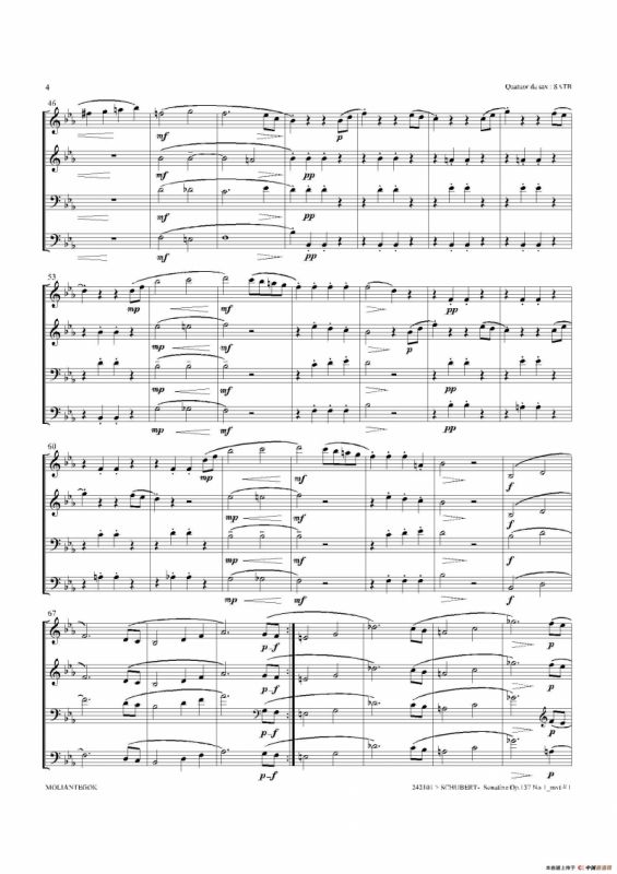 Sonatine Op.137 No 1（四重奏总谱）