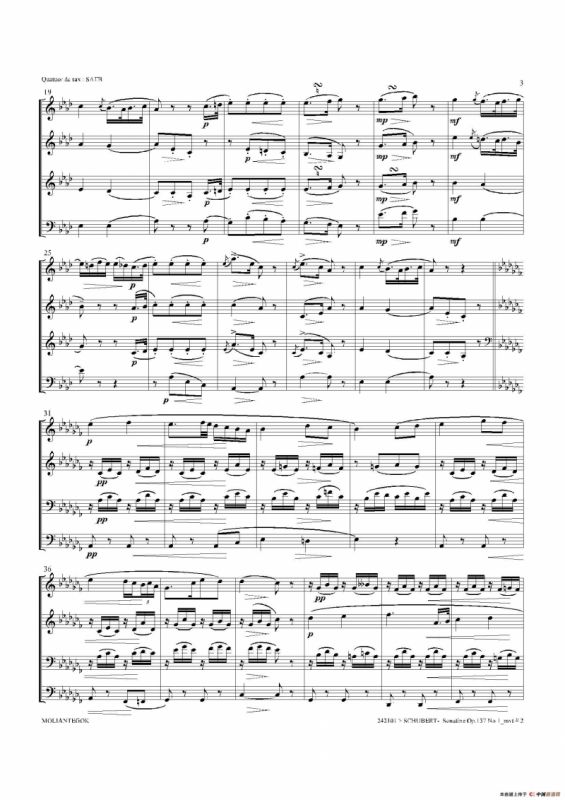 Sonatine Op.137 No 1（四重奏总谱）