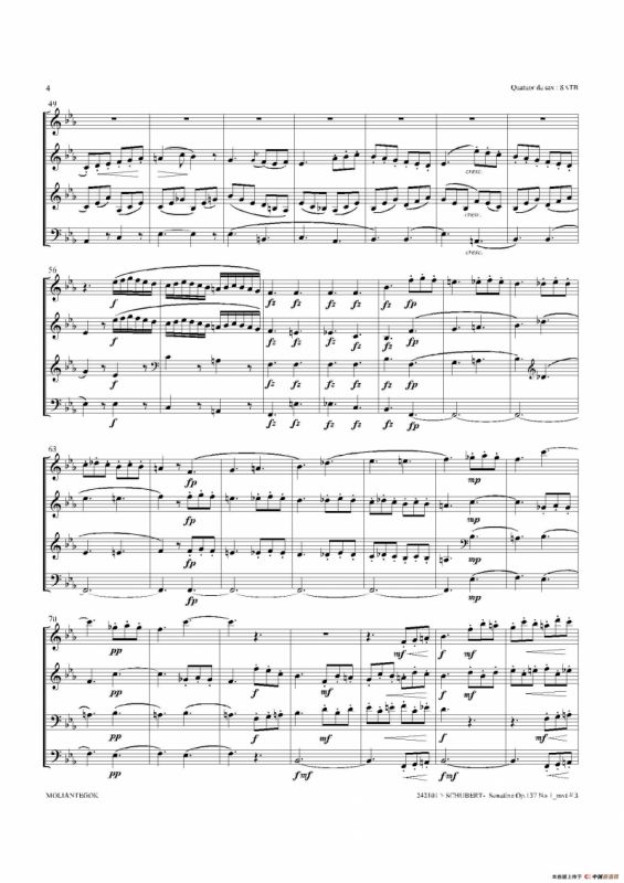 Sonatine Op.137 No 1（四重奏总谱）