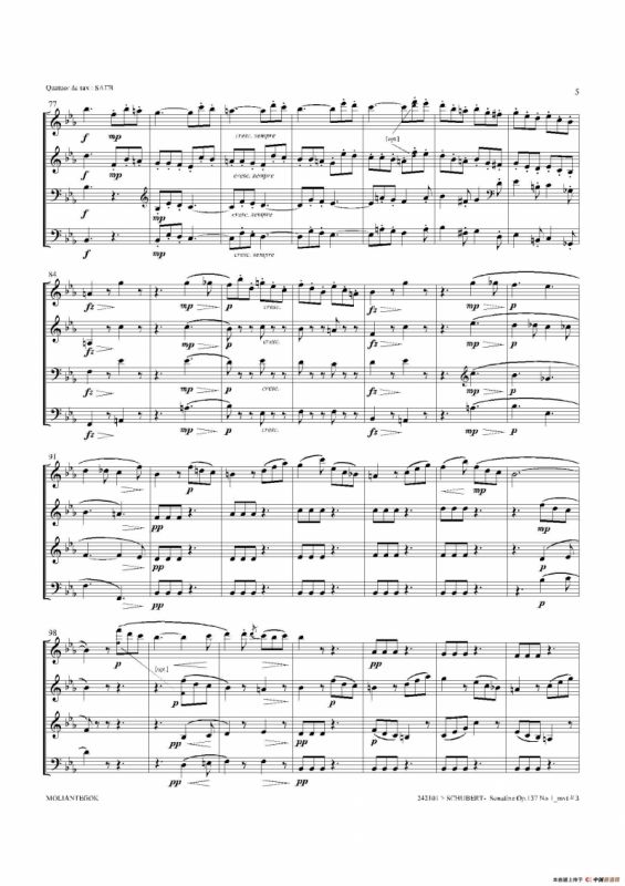 Sonatine Op.137 No 1（四重奏总谱）
