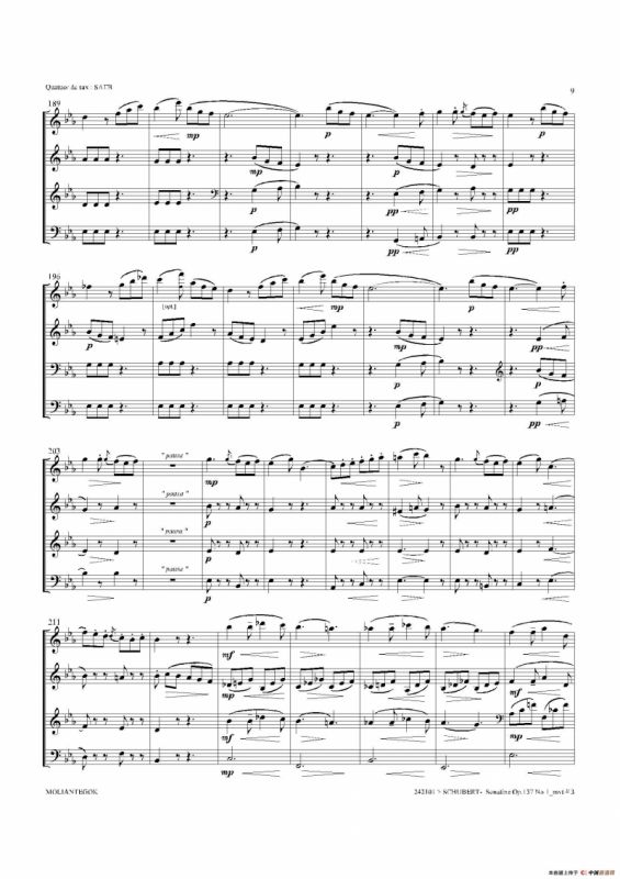 Sonatine Op.137 No 1（四重奏总谱）
