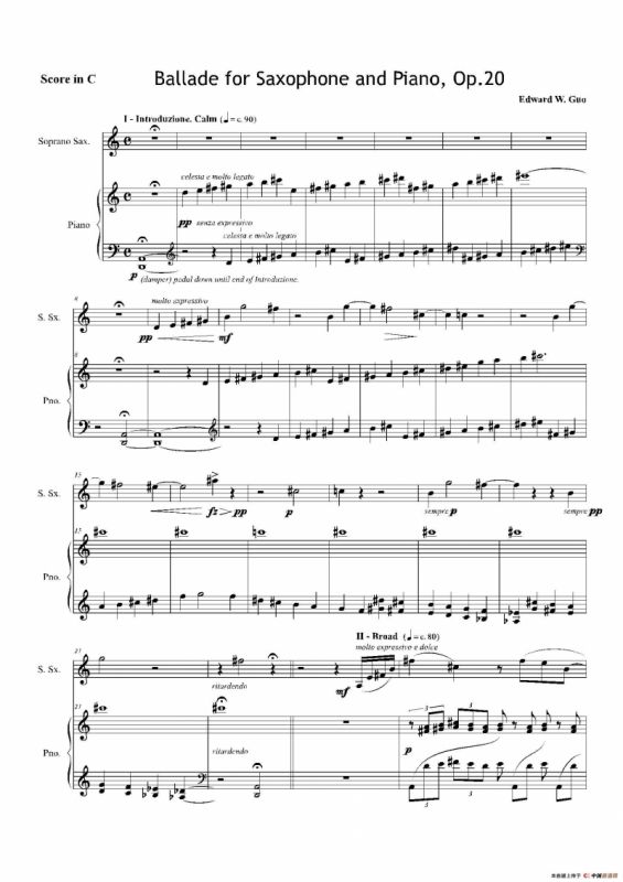 Ballade（叙事曲）Op.20（高音萨克斯+钢琴伴奏）