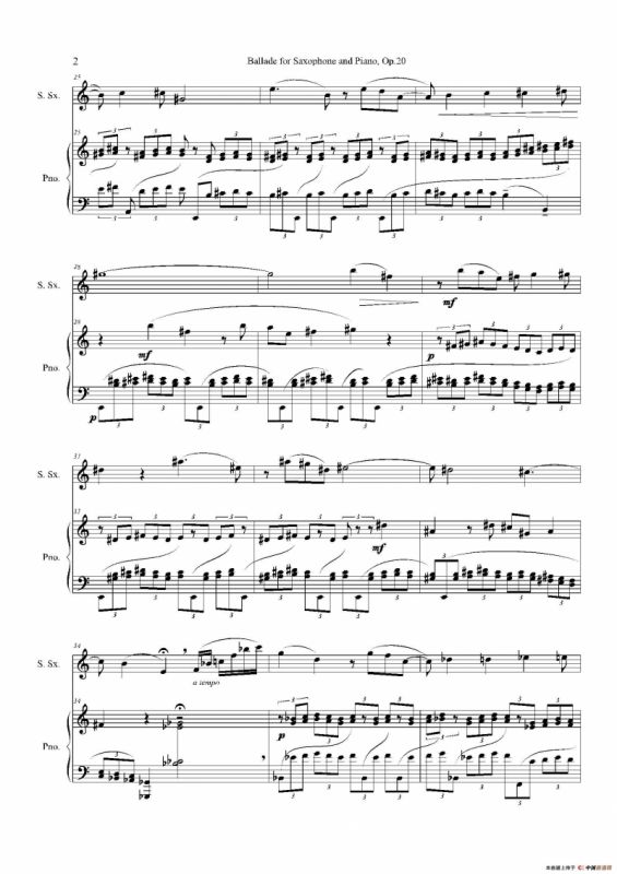 Ballade（叙事曲）Op.20（高音萨克斯+钢琴伴奏）