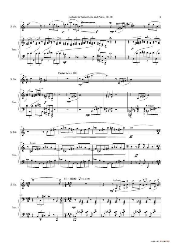 Ballade（叙事曲）Op.20（高音萨克斯+钢琴伴奏）
