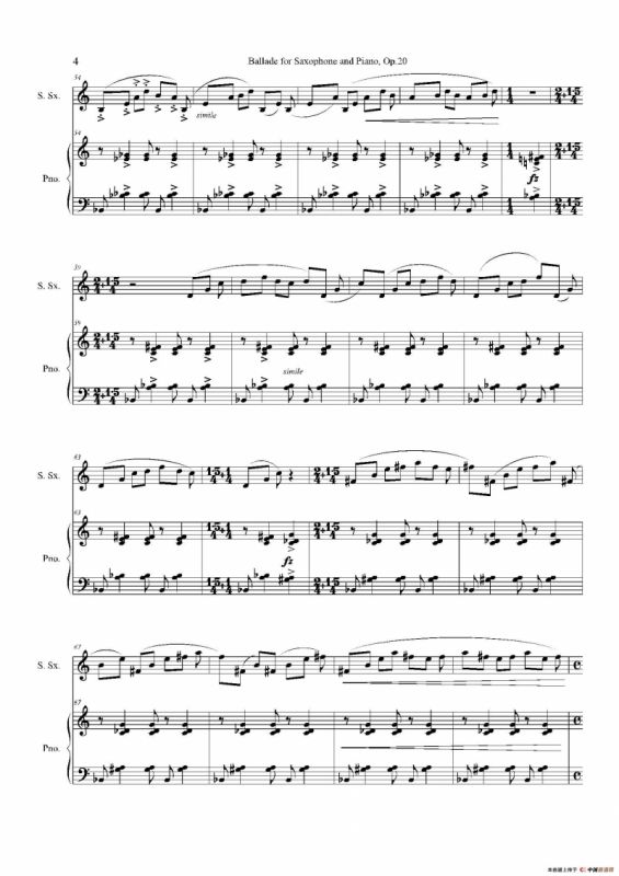 Ballade（叙事曲）Op.20（高音萨克斯+钢琴伴奏）