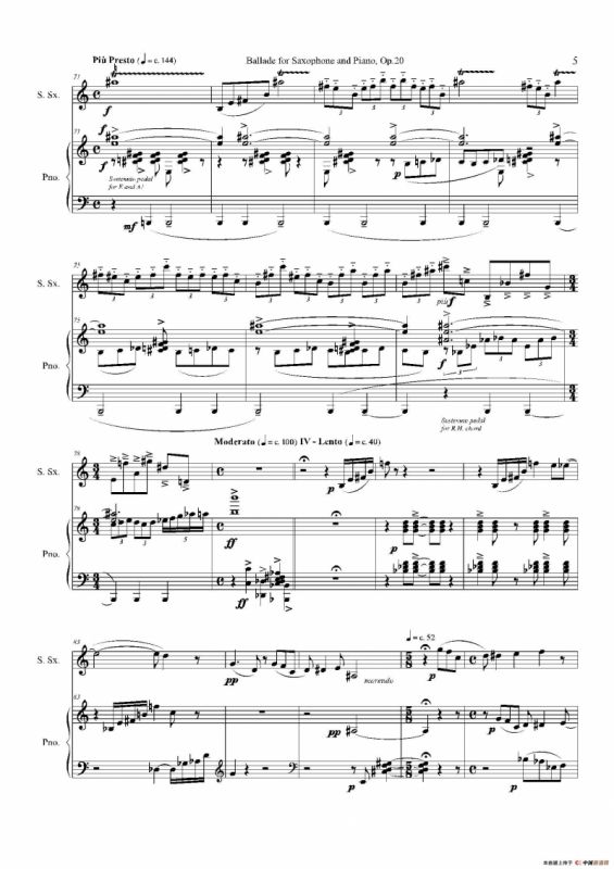Ballade（叙事曲）Op.20（高音萨克斯+钢琴伴奏）