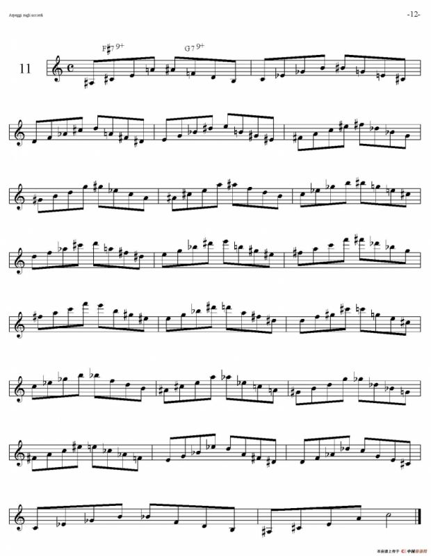 Sax Arpeggi sassofono F（音阶练习（上）11——15）