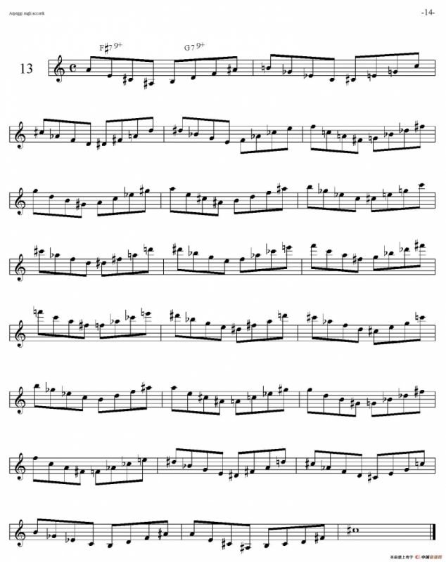 Sax Arpeggi sassofono F（音阶练习（上）11——15）