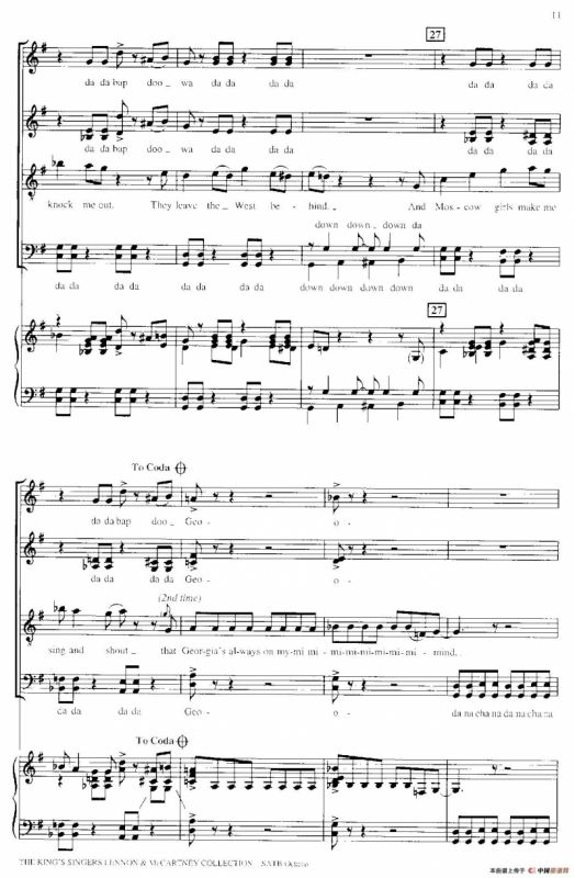 Back in the U.S.S.R. （四重奏+钢琴伴奏）