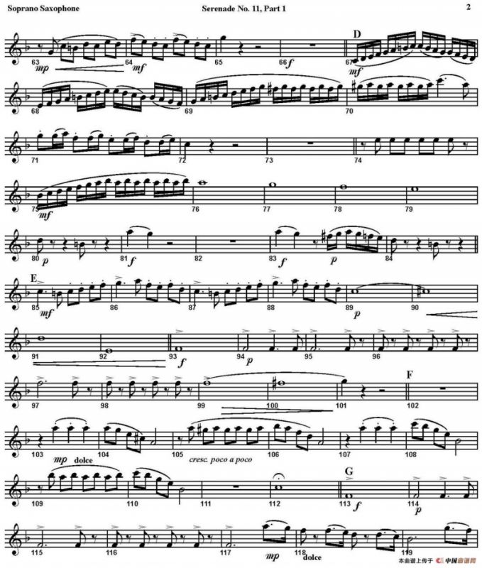 SERENADE No.11 in Eb，K.375 Part 1（四重奏·高音萨克斯分谱）
