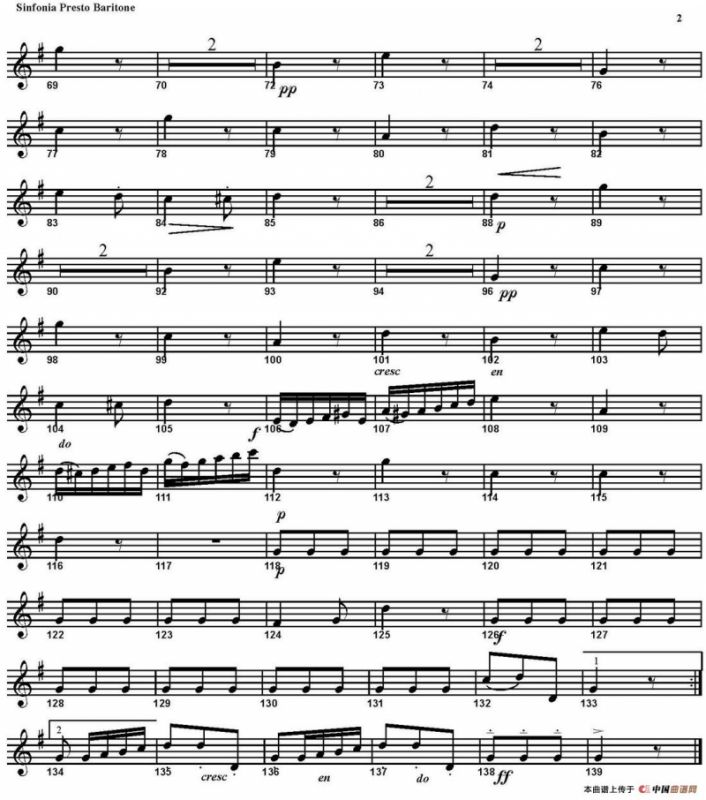 SINFONIA Part 3. PRESTO（四重奏·上低音萨克斯分谱）