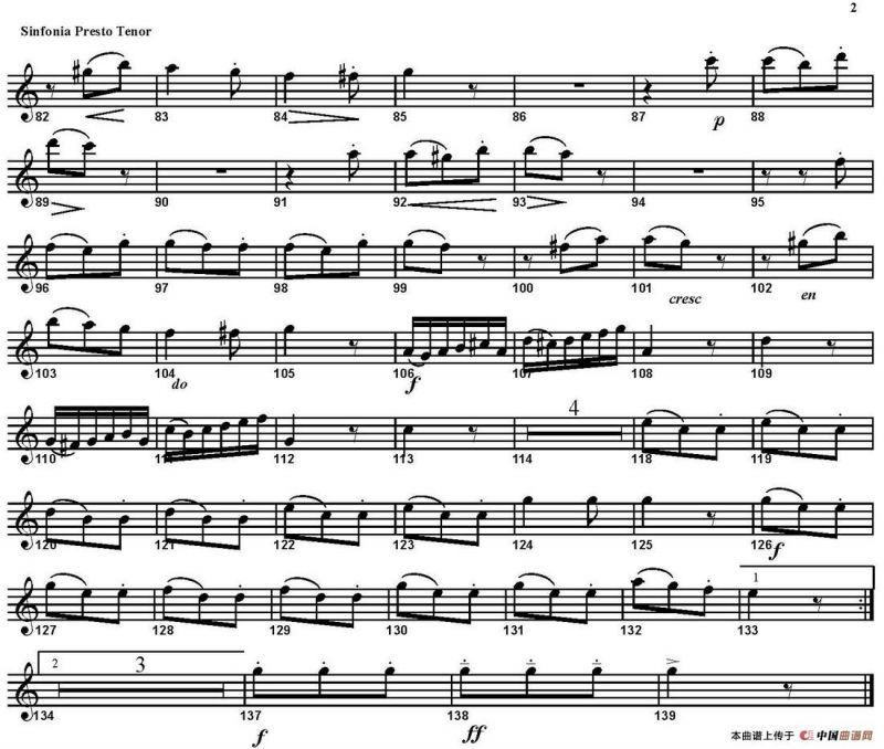 SINFONIA Part 3. PRESTO（四重奏·次中音萨克斯分谱）